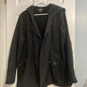 Sebby Black Hooded Jacket with Elegant Details